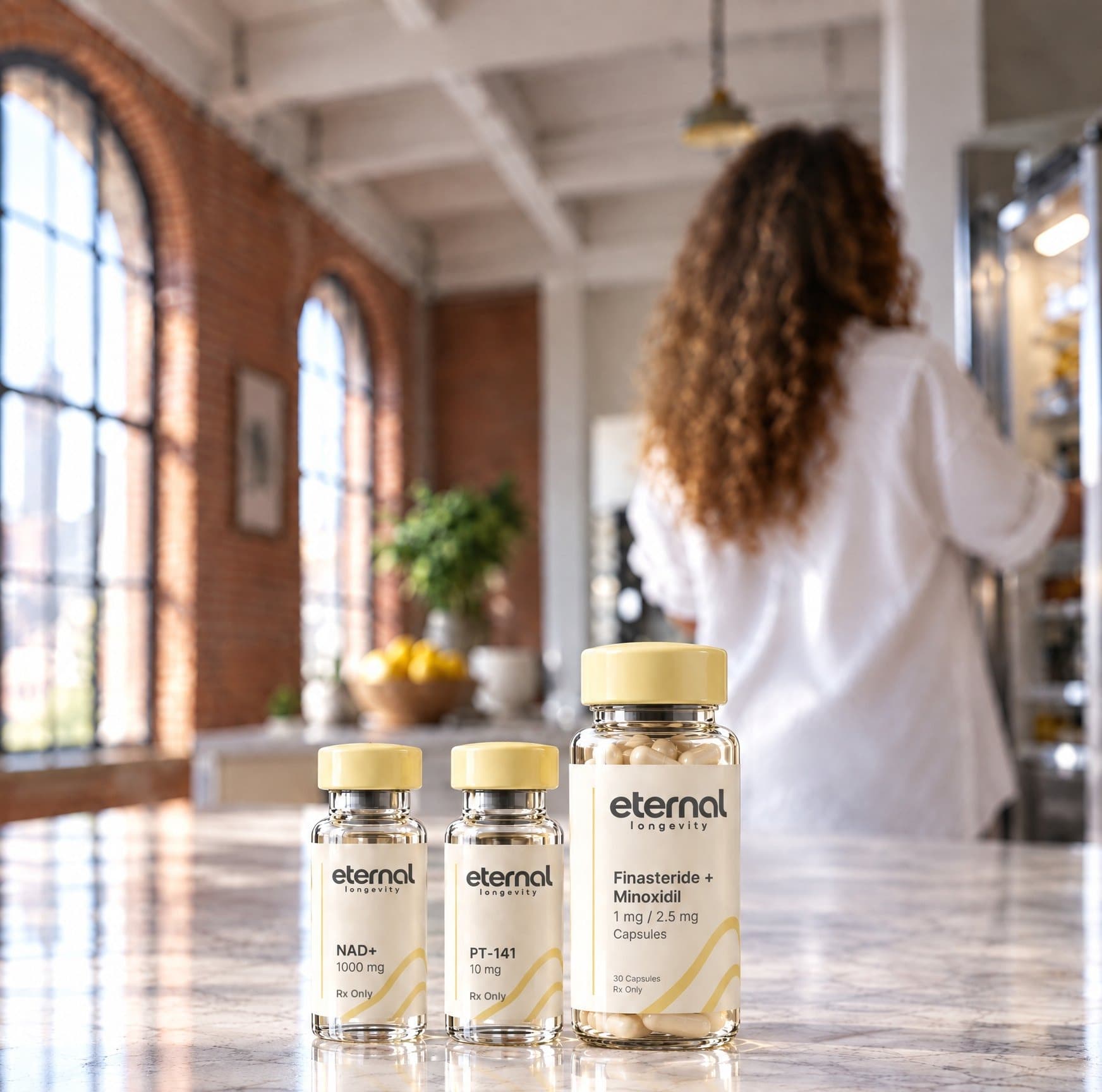 Kitchen counter with Eternal Longevity vials, for illustration